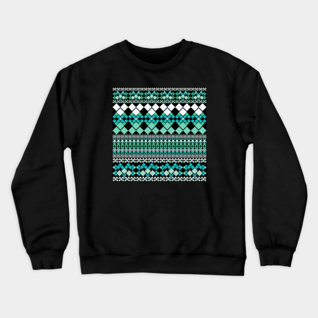 Geometric Bohemian Green Crewneck Sweatshirt by Suneldesigns